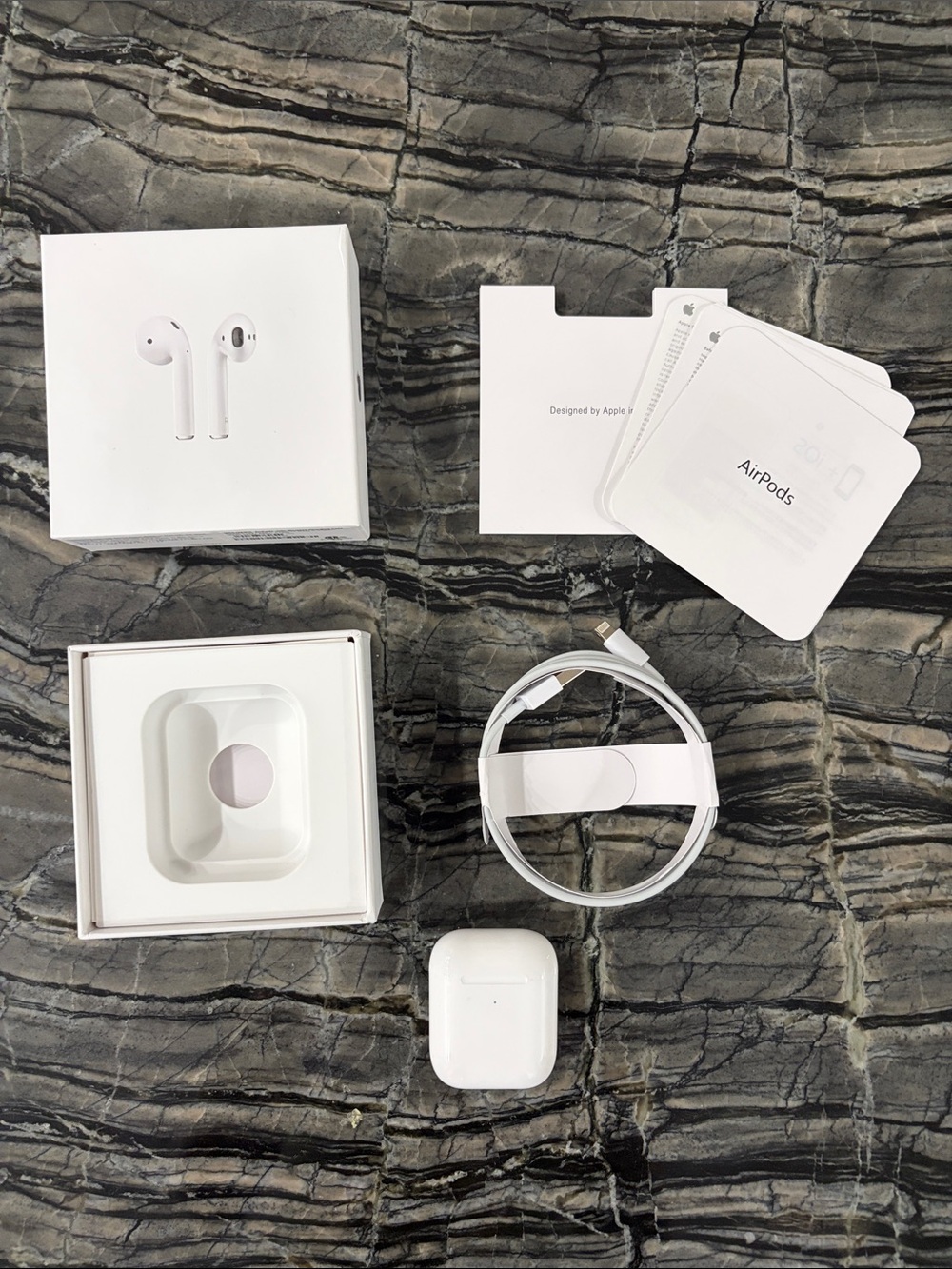 Apple White AirPods with Charging Case and Accessories